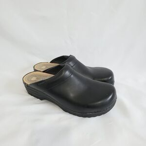 Euro-Dan Atlas Black Leather Wooden Work Chef Clogs